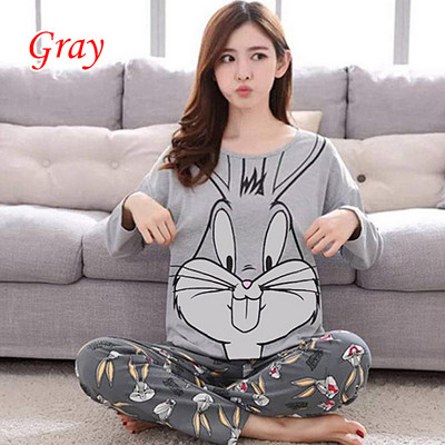 Φθινοπωρινό νέο χαριτωμένο μακρυμάνικο πολυεστερικό βαμβακερές πιτζάμες κινουμένων σχεδίων για γυναίκες casual παντελόνι μακρυμάνικο σετ επίπλων σπιτιού