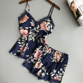 2tk Lilleline pesukomplekt Naiste seksikas siidist satiinist pitsist vest lühikesed püksid magamisriided Babydoll pesu öösärgi pidžaamakomplekt