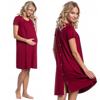 Летни бременни жени Болнични дрехи за кърмачки Спално облекло за бременни Пачуърк Рокли за кърмене на майка Ежедневна нощница
