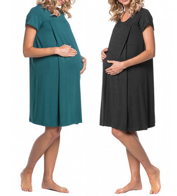Летни бременни жени Болнични дрехи за кърмачки Спално облекло за бременни Пачуърк Рокли за кърмене на майка Ежедневна нощница