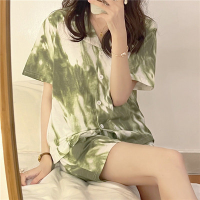 Σετ πιτζάμες Γυναικεία μόδα Κοντό μανίκι απλές κορεάτικες στυλ Εφηβικές καθημερινές μαθήτριες Νέα μαλακά καθημερινά καλοκαιρινά νυχτικά