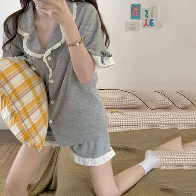 Σετ πιτζάμες Γυναικεία μόδα Κοντό μανίκι απλές κορεάτικες στυλ Εφηβικές καθημερινές μαθήτριες Νέα μαλακά καθημερινά καλοκαιρινά νυχτικά