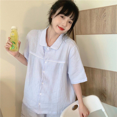 Σετ πιτζάμες Γυναικεία μόδα Κοντό μανίκι απλές κορεάτικες στυλ Εφηβικές καθημερινές μαθήτριες Νέα μαλακά καθημερινά καλοκαιρινά νυχτικά