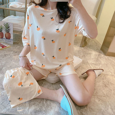 Σετ πιτζάμες Γυναικεία μόδα Κοντό μανίκι απλές κορεάτικες στυλ Εφηβικές καθημερινές μαθήτριες Νέα μαλακά καθημερινά καλοκαιρινά νυχτικά