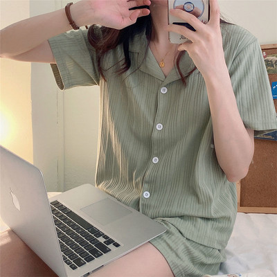 Σετ πιτζάμες Γυναικεία μόδα Κοντό μανίκι απλές κορεάτικες στυλ Εφηβικές καθημερινές μαθήτριες Νέα μαλακά καθημερινά καλοκαιρινά νυχτικά