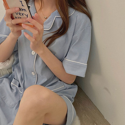 Σετ πιτζάμες Γυναικεία μόδα Κοντό μανίκι απλές κορεάτικες στυλ Εφηβικές καθημερινές μαθήτριες Νέα μαλακά καθημερινά καλοκαιρινά νυχτικά