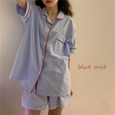 Σετ πιτζάμες Γυναικεία μόδα Κοντό μανίκι απλές κορεάτικες στυλ Εφηβικές καθημερινές μαθήτριες Νέα μαλακά καθημερινά καλοκαιρινά νυχτικά