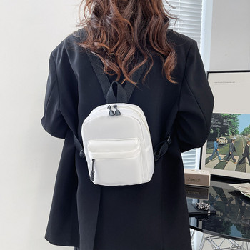 Мини дамска чиста найлонова раница с цип Едноцветна ученическа ученическа чанта през рамо Пътна чанта с горна дръжка за дамско портмоне за телефон