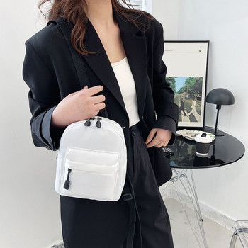 Мини дамска чиста найлонова раница с цип Едноцветна ученическа ученическа чанта през рамо Пътна чанта с горна дръжка за дамско портмоне за телефон