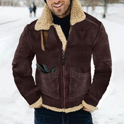 Parks τζάκετ πουπουλένιο Ανδρικό δερμάτινο και ενσωματωμένο αρνί ανδρικό μπουφάν με παχύρρευστο σουέτ μπουφάν για ζεστασιά