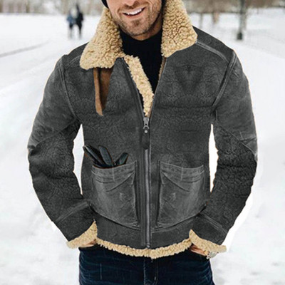 Parks τζάκετ πουπουλένιο Ανδρικό δερμάτινο και ενσωματωμένο αρνί ανδρικό μπουφάν με παχύρρευστο σουέτ μπουφάν για ζεστασιά