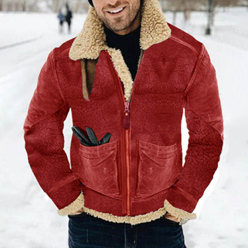 Parks τζάκετ πουπουλένιο Ανδρικό δερμάτινο και ενσωματωμένο αρνί ανδρικό μπουφάν με παχύρρευστο σουέτ μπουφάν για ζεστασιά