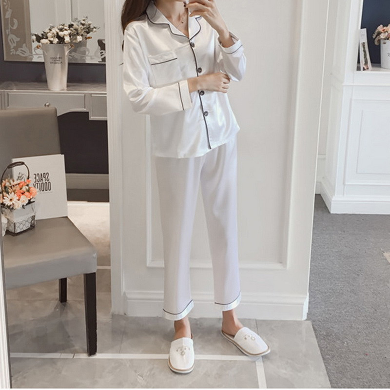 Σατέν Μεταξωτές Πιτζάμες Γυναικείες Καλοκαιρινές Πιτζάμες Σπίτι Γυναικεία Νυχτικά Σετ Πυτζάμες Μακρυμάνικο Νυχτικό Plus Size Πυτζάμες