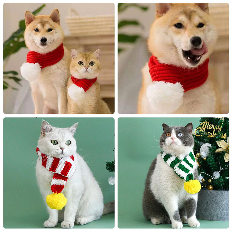 Karácsonyi szett Kutya és macska nyaka sál nyakörv fotó dekoráció nyakörv kisállat macska kutya ünnepi parti jelmez cica kiegészítők