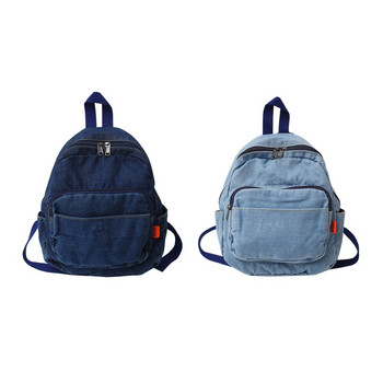 D0LF Γυναικείο σακίδιο πλάτης Vintage τζιν σχολική τσάντα casual Daypack σακίδιο πλάτης τσάντα ώμου για έφηβες