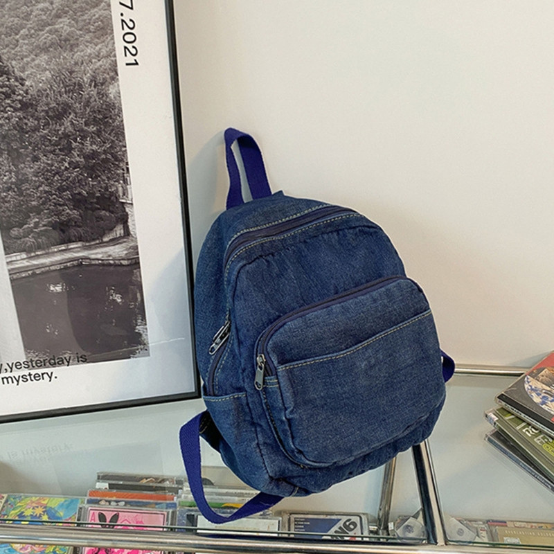 D0LF Dámsky batoh Vintage Denim School Bookbag Casual Daypack Rucksack Bag Bag for Teenager Girls