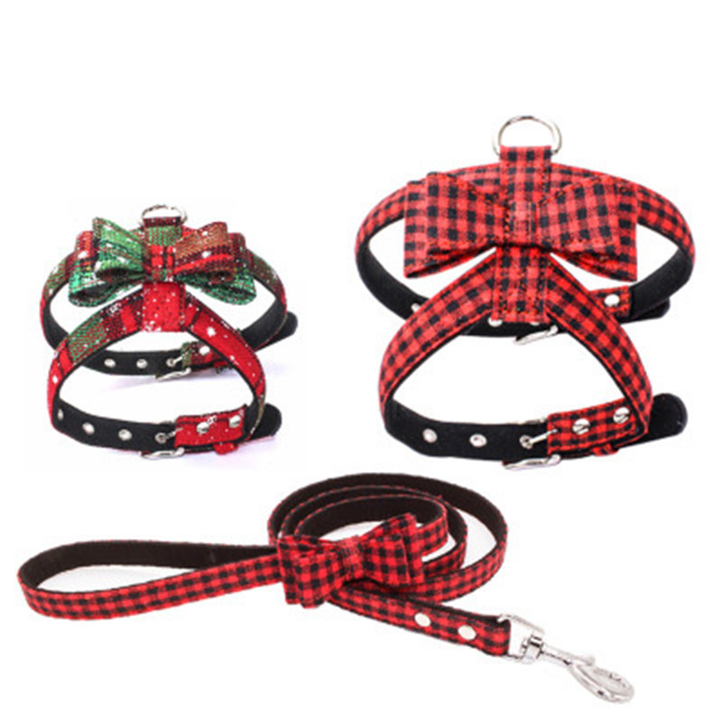 Καρό εμπριμέ σετ λουριών με λουρί για κολάρο σκύλου Nylon Small Medium Large Λουριά γιλέκου για σκύλους για κουτάβι Chihuahua
