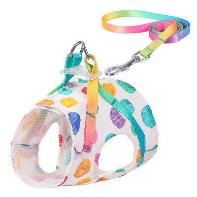 Confortabil Pet Curcubeu Wave Point Piept Spate Trage frânghie Piept Spate Set Vest Tip Funie de plimbare pentru câine