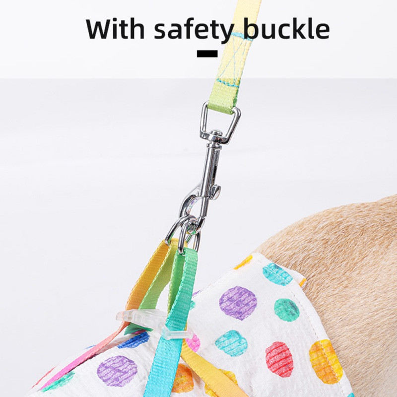 Confortabil Pet Curcubeu Wave Point Piept Spate Trage frânghie Piept Spate Set Vest Tip Funie de plimbare pentru câine