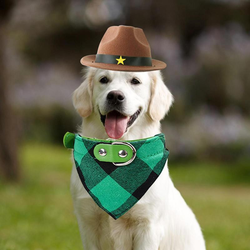Καπέλο γάτα καουμπόη Τριγωνικό κασκόλ Σκύλος γάτα Μέγεθος κατοικίδιου Καπέλο καουμπόη και κασκόλ μπαντάνα Σετ κοστουμιών κατοικίδιων ζώων καουμπόη πολλαπλών χρήσεων Ρυθμιζόμενο