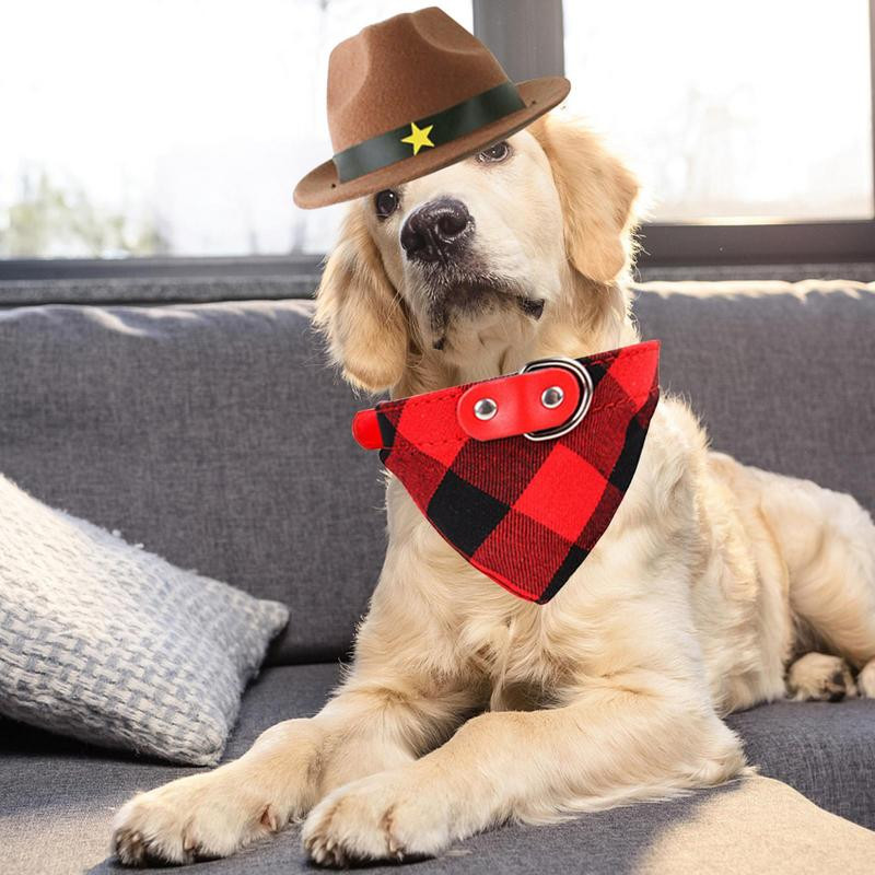 Καπέλο γάτα καουμπόη Τριγωνικό κασκόλ Σκύλος γάτα Μέγεθος κατοικίδιου Καπέλο καουμπόη και κασκόλ μπαντάνα Σετ κοστουμιών κατοικίδιων ζώων καουμπόη πολλαπλών χρήσεων Ρυθμιζόμενο
