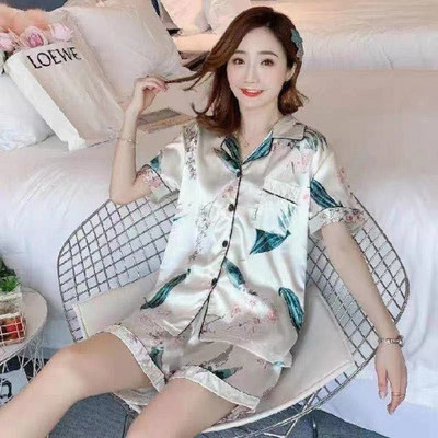 Νέες μεταξωτές πιτζάμες για γυναίκες Πυτζάμες με γλυκιά στάμπα Γυναικεία κοντομάνικα σορτς παντελόνια για το σπίτι Γυναικείες πιτζάμες Mujer Σετ υπνοδωματίων