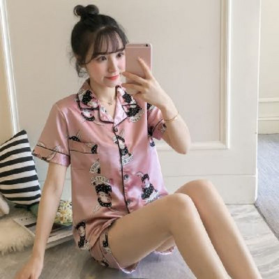 Νέες μεταξωτές πιτζάμες για γυναίκες Πυτζάμες με γλυκιά στάμπα Γυναικεία κοντομάνικα σορτς παντελόνια για το σπίτι Γυναικείες πιτζάμες Mujer Σετ υπνοδωματίων