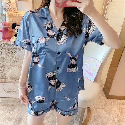 Νέες μεταξωτές πιτζάμες για γυναίκες Πυτζάμες με γλυκιά στάμπα Γυναικεία κοντομάνικα σορτς παντελόνια για το σπίτι Γυναικείες πιτζάμες Mujer Σετ υπνοδωματίων