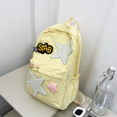 Vintage μόδας τζιν γράμματα αστέρι σακίδια Γλυκιά καθημερινή κορεάτικη σχολική τσάντα Y2k αισθητικής αντίθεσης χρώματος All match Γυναικεία σακίδιο πλάτης