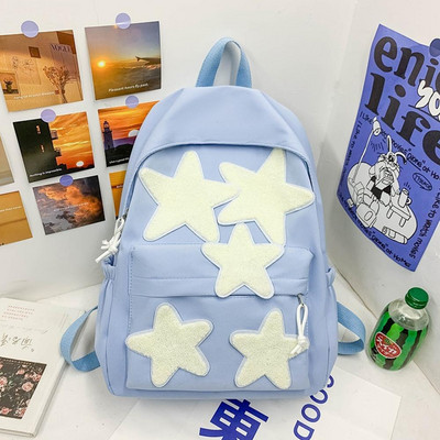 Vintage μόδας τζιν γράμματα αστέρι σακίδια Γλυκιά καθημερινή κορεάτικη σχολική τσάντα Y2k αισθητικής αντίθεσης χρώματος All match Γυναικεία σακίδιο πλάτης
