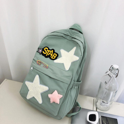 Vintage μόδας τζιν γράμματα αστέρι σακίδια Γλυκιά καθημερινή κορεάτικη σχολική τσάντα Y2k αισθητικής αντίθεσης χρώματος All match Γυναικεία σακίδιο πλάτης
