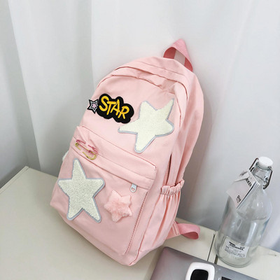 Vintage μόδας τζιν γράμματα αστέρι σακίδια Γλυκιά καθημερινή κορεάτικη σχολική τσάντα Y2k αισθητικής αντίθεσης χρώματος All match Γυναικεία σακίδιο πλάτης