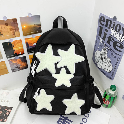 Vintage μόδας τζιν γράμματα αστέρι σακίδια Γλυκιά καθημερινή κορεάτικη σχολική τσάντα Y2k αισθητικής αντίθεσης χρώματος All match Γυναικεία σακίδιο πλάτης