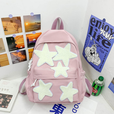 Vintage μόδας τζιν γράμματα αστέρι σακίδια Γλυκιά καθημερινή κορεάτικη σχολική τσάντα Y2k αισθητικής αντίθεσης χρώματος All match Γυναικεία σακίδιο πλάτης