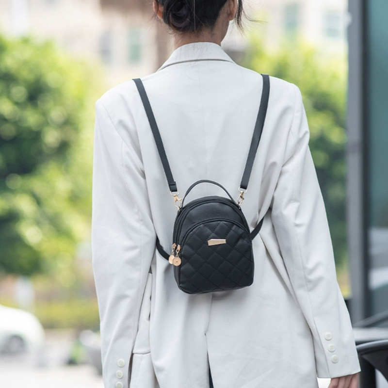 Дамска ватирана раница Цялостна раница Дамска малка ученическа чанта за телефон Дамска ежедневна раница от PU кожа