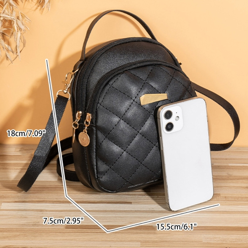 Дамска ватирана раница Цялостна раница Дамска малка ученическа чанта за телефон Дамска ежедневна раница от PU кожа