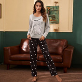 Pidžame za žene Pidžame s printom Jesenska seksi spavaćica Dvodijelni set za odmor Ženska pidžama Noćna odjeća Kućno odijelo Odjeća za spavanje