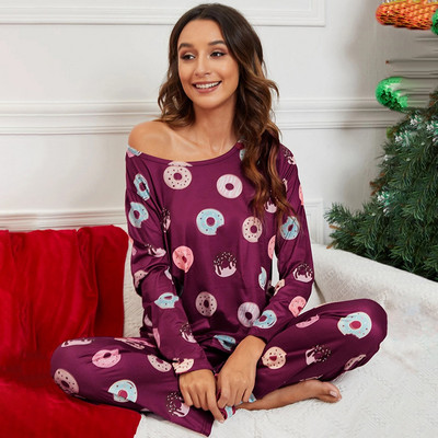 Pidžame za žene Pidžame s printom Jesenska seksi spavaćica Dvodijelni set za odmor Ženska pidžama Noćna odjeća Kućno odijelo Odjeća za spavanje