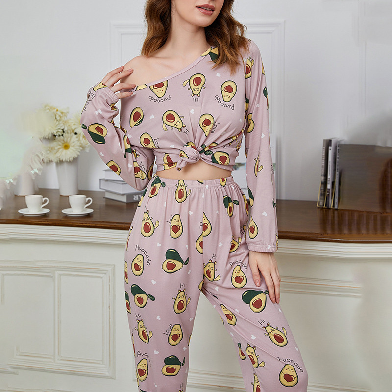 Pidžame za žene Pidžame s printom Jesenska seksi spavaćica Dvodijelni set za odmor Ženska pidžama Noćna odjeća Kućno odijelo Odjeća za spavanje