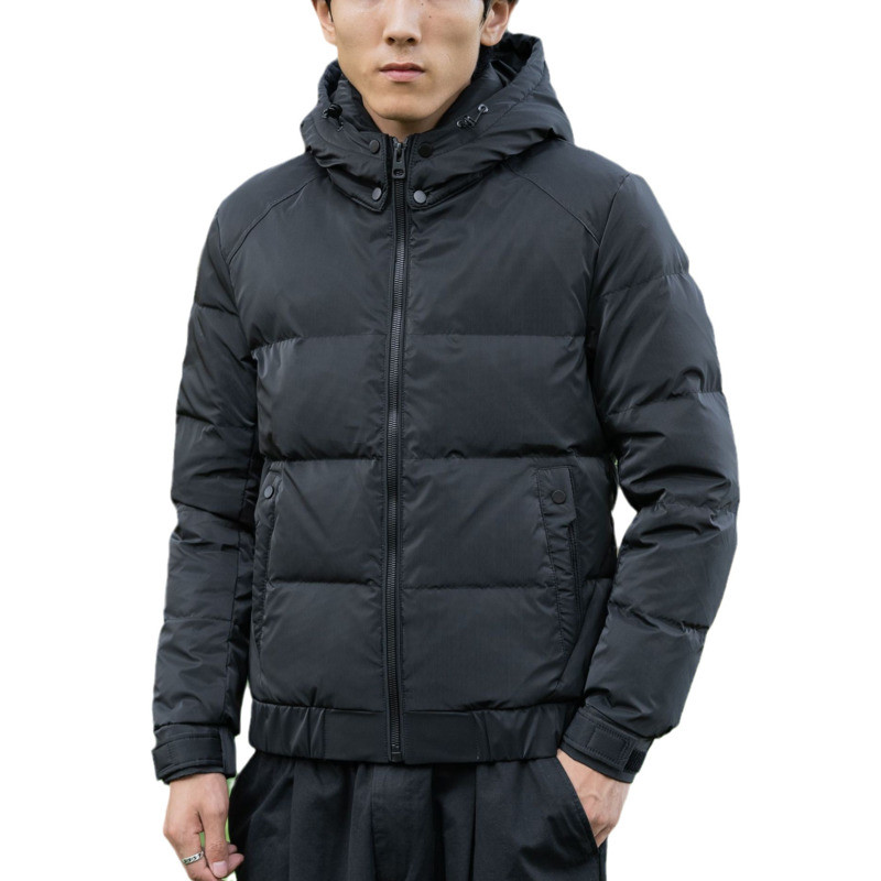 Ανδρικό κοντό σακάκι 2023 με κουκούλα και συμπαγείς τσέπες Ελαφρύ χειμωνιάτικο παλτό Μοντέρνο λευκό πάπια με πούπουλα Όμορφο ζεστό χοντρό εξωτερικά ενδύματα