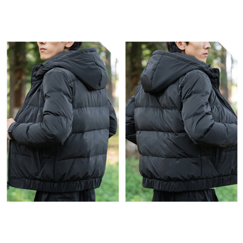 Ανδρικό κοντό σακάκι 2023 με κουκούλα και συμπαγείς τσέπες Ελαφρύ χειμωνιάτικο παλτό Μοντέρνο λευκό πάπια με πούπουλα Όμορφο ζεστό χοντρό εξωτερικά ενδύματα