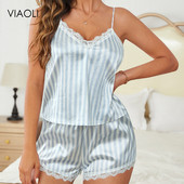 Ženska pidžama odijela Slatka spavaća odjeća Ležerna pidžama na pruge kratkih rukava Set ljetna udobna prozračna odijela za spavanje iz crtića