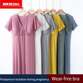 Haine modal de maternitate Cămași de noapte pentru alăptare Lenjerie de dormit pentru spital, pijamale pentru alăptare, rochie de sarcină