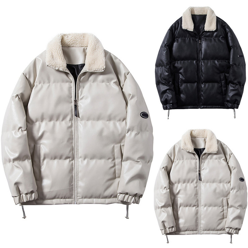 Ανδρικό ελαφρύ ζεστό μπουφάν Χειμερινό παλτό με κουκούλα Ανδρικό φθινοπωρινό και χειμερινό μονόχρωμο πέτο με φλις φερμουάρ διπλής όψης