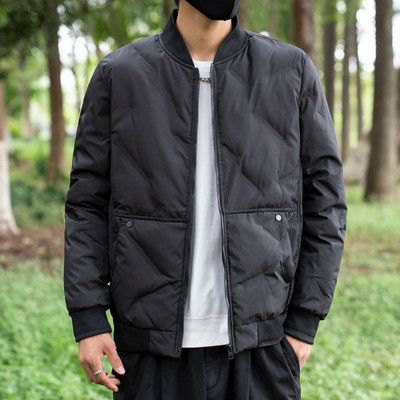 2023 Jachetă de puf pentru bărbați, guler solid, ușoară, călduroasă, din bumbac, la modă de iarnă, îmbrăcăminte exterioară de baseball, ocazională