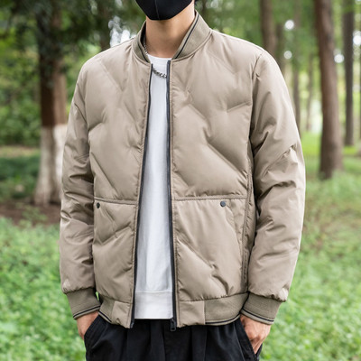 2023 Jachetă de puf pentru bărbați, guler solid, ușoară, călduroasă, din bumbac, la modă de iarnă, îmbrăcăminte exterioară de baseball, ocazională