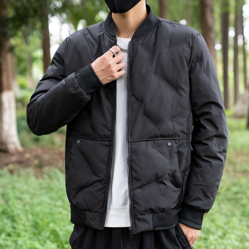 2023 Jachetă de puf pentru bărbați, guler solid, ușoară, călduroasă, din bumbac, la modă de iarnă, îmbrăcăminte exterioară de baseball, ocazională