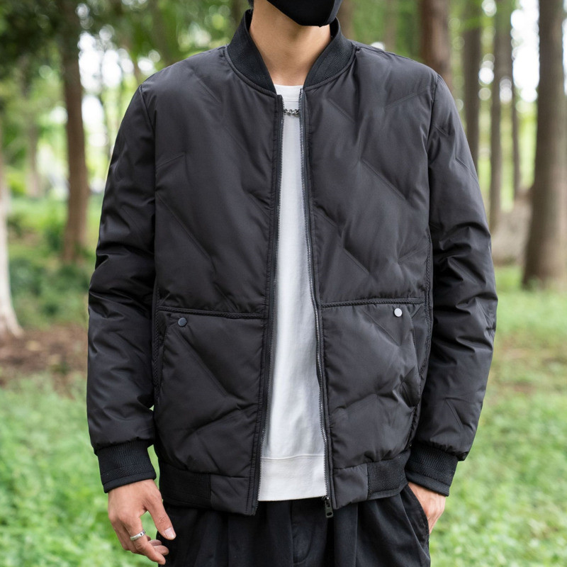 2023 Jachetă de puf pentru bărbați, guler solid, ușoară, călduroasă, din bumbac, la modă de iarnă, îmbrăcăminte exterioară de baseball, ocazională