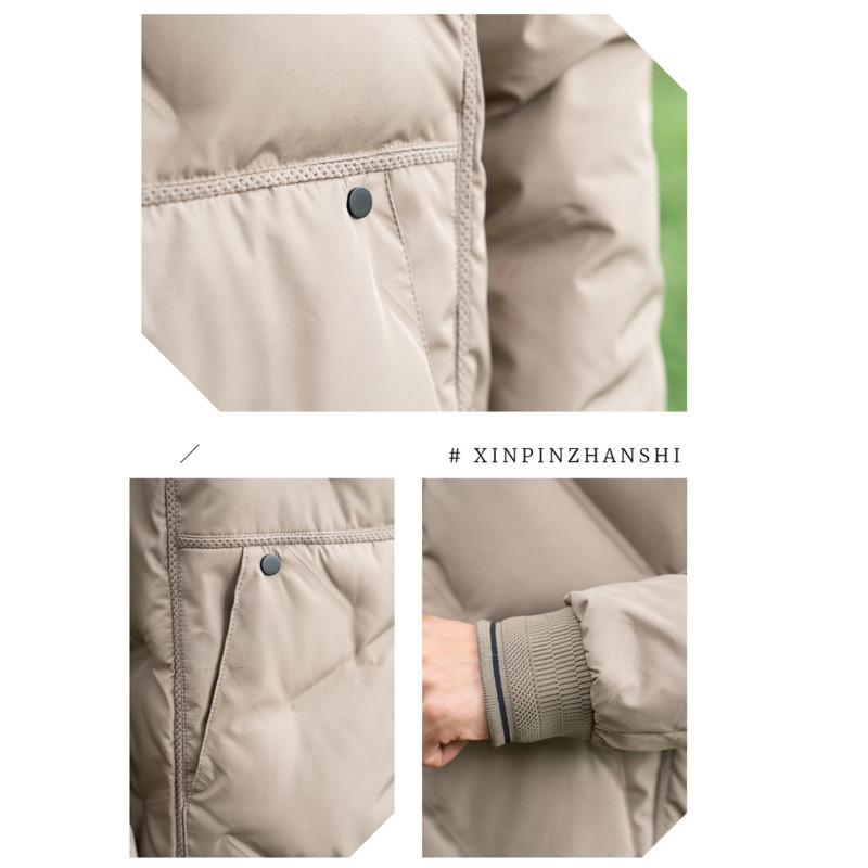 2023 Jachetă de puf pentru bărbați, guler solid, ușoară, călduroasă, din bumbac, la modă de iarnă, îmbrăcăminte exterioară de baseball, ocazională