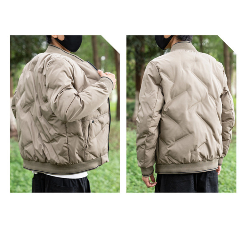 2023 Jachetă de puf pentru bărbați, guler solid, ușoară, călduroasă, din bumbac, la modă de iarnă, îmbrăcăminte exterioară de baseball, ocazională